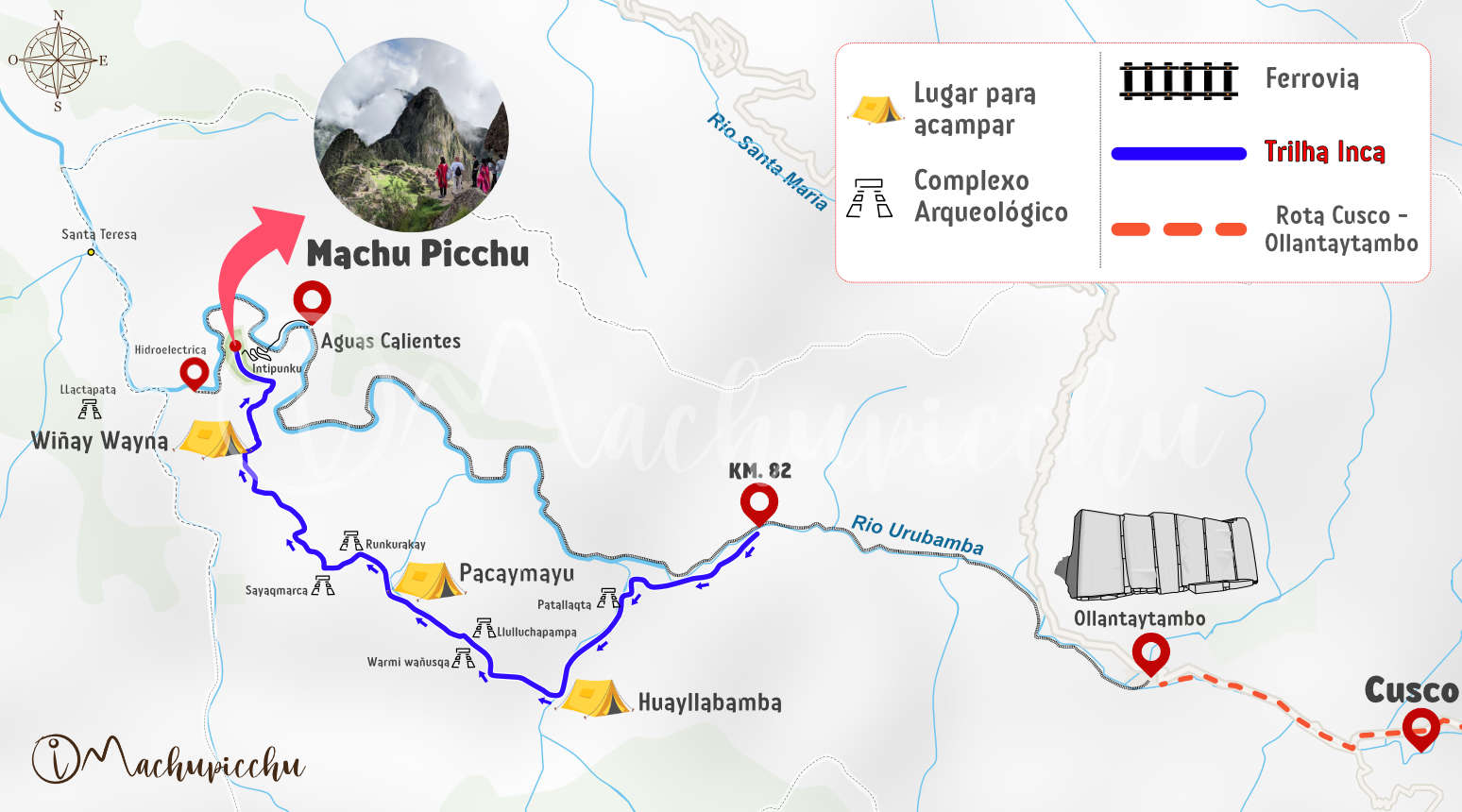 Mapa Camino Inca Machupicchu