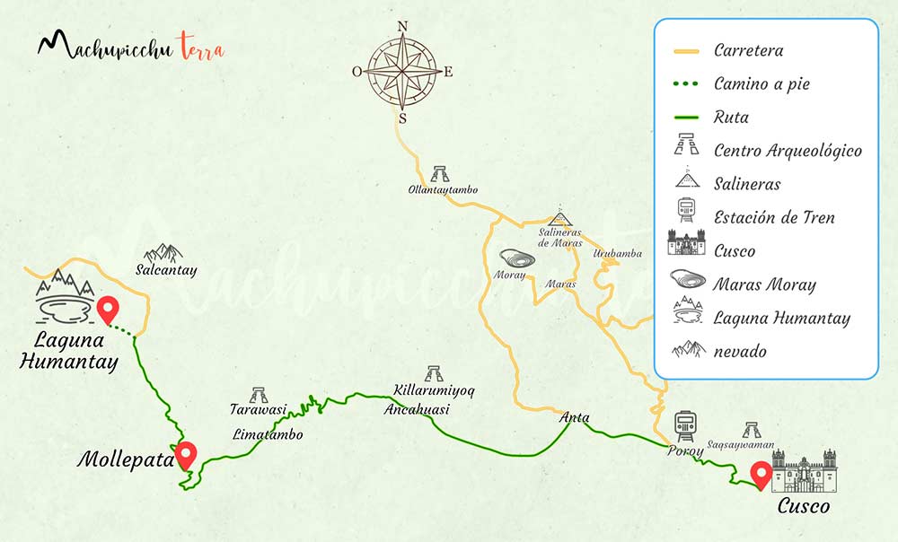 Mapa de Cusco hacia la laguna de Humantay